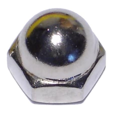 Midwest Fastener Acorn Nut, 1/4"-20, Brass, Nickel Plated, 14 PK 61077